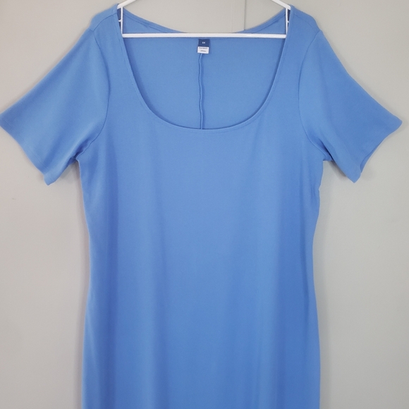 Old Navy Cloisonne Blue Fitted Rib-Knit Scoop-Neck Midi Dress - Picture 3 of 11